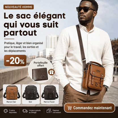 Sac Bandoulière Homme Élégant + Portefeuille Offert
