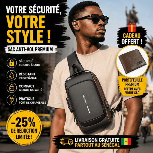 Sac Bandoulière Anti-Vol Premium | USB & Serrure Sécurisée
