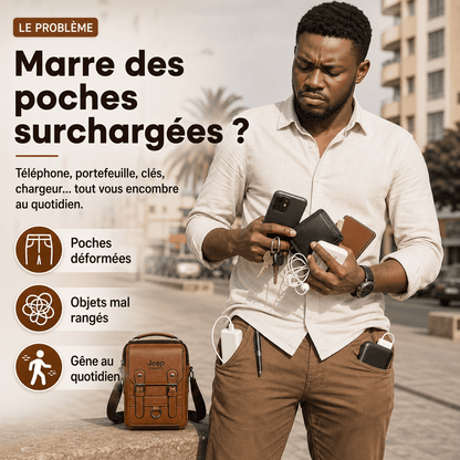 Sac Bandoulière Homme Élégant + Portefeuille Offert