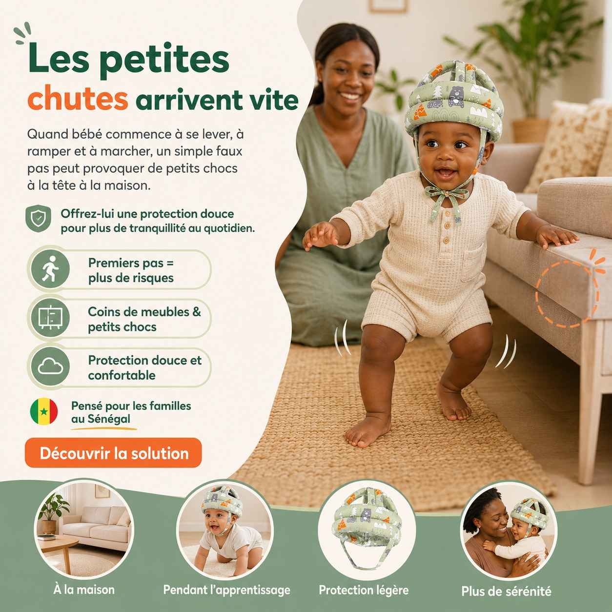 Casque Anti-Choc Bébé 360° – Protection Douce pour les Premiers Pas