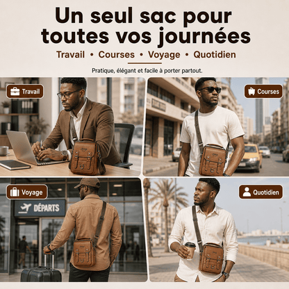 Sac Bandoulière Homme Élégant + Portefeuille Offert
