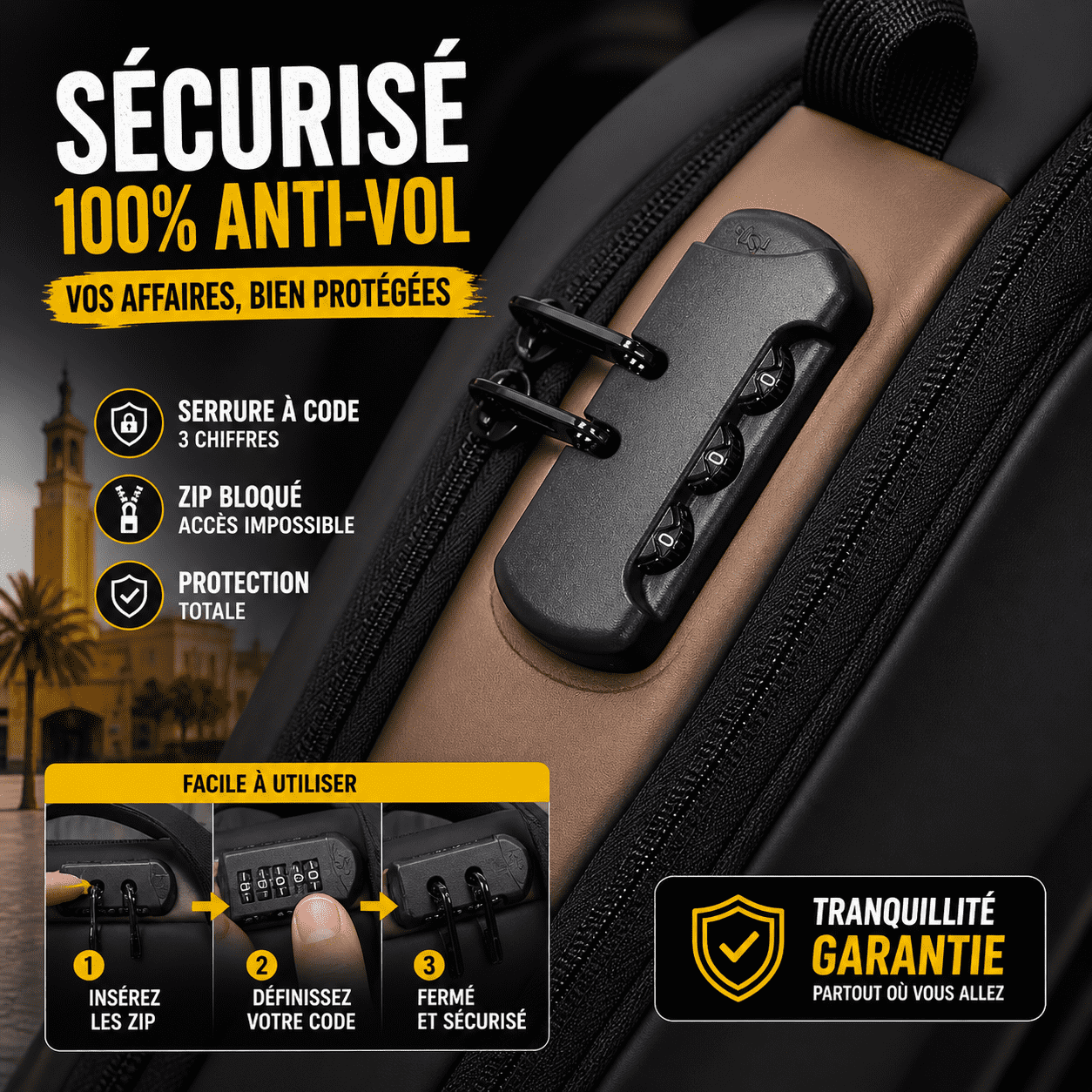 Sac Bandoulière Anti-Vol Premium | USB & Serrure Sécurisée
