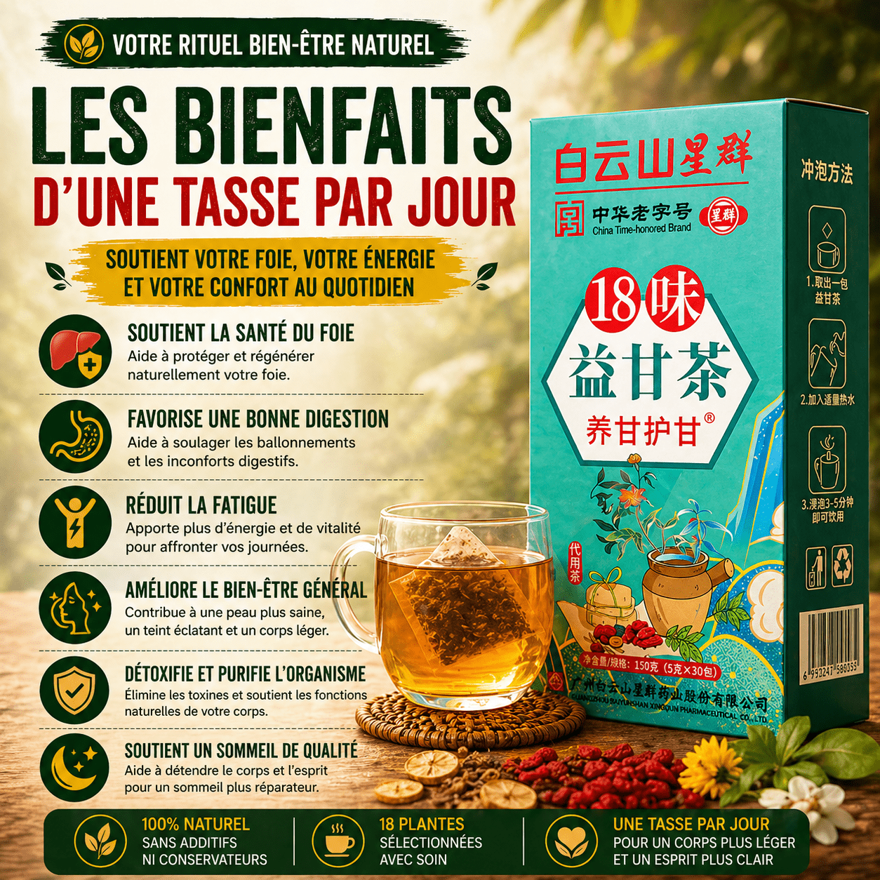 Thé Naturel Détox Quotidien – 18 Plantes