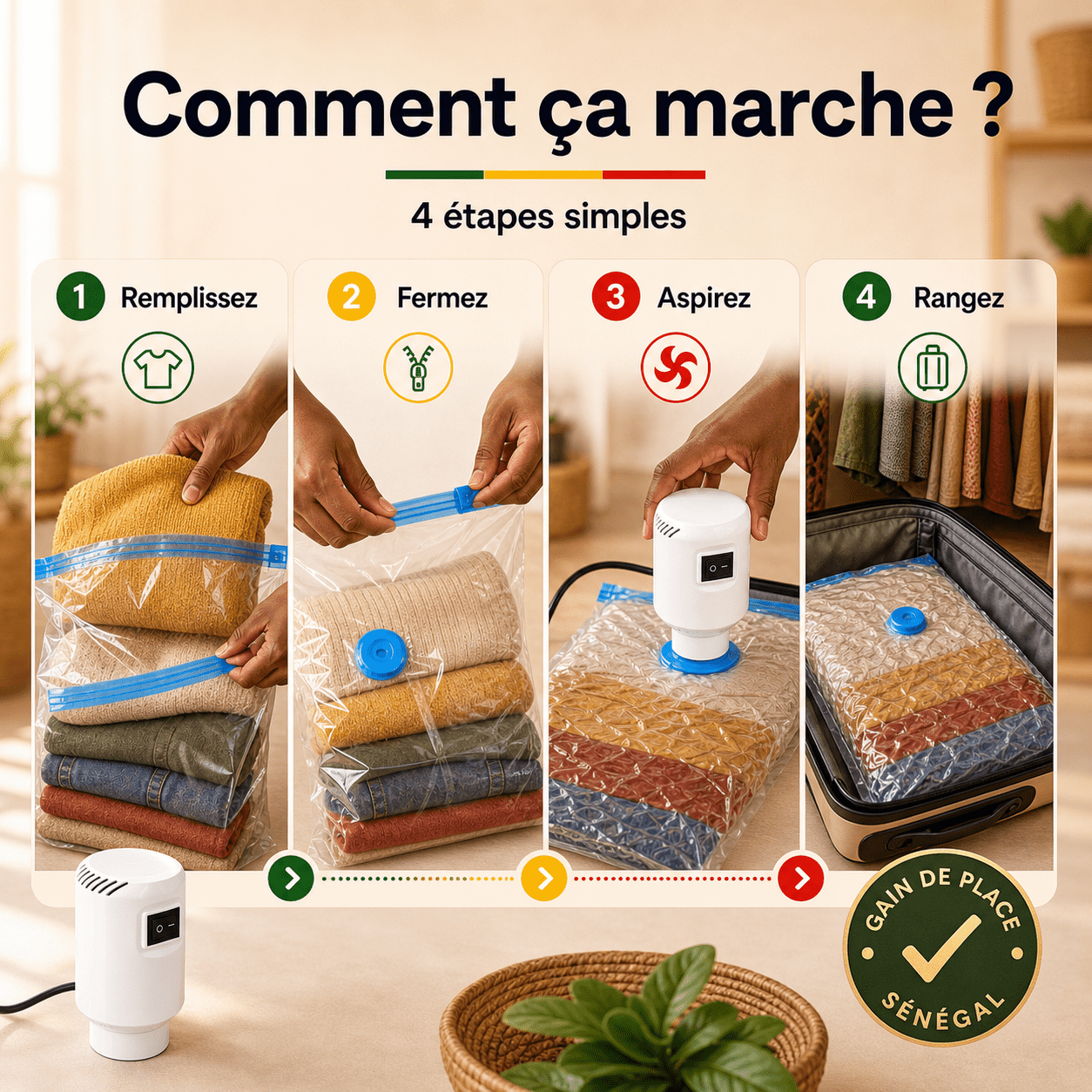 Kit de Rangement – Pompe Électrique + 5 Sacs Inclus