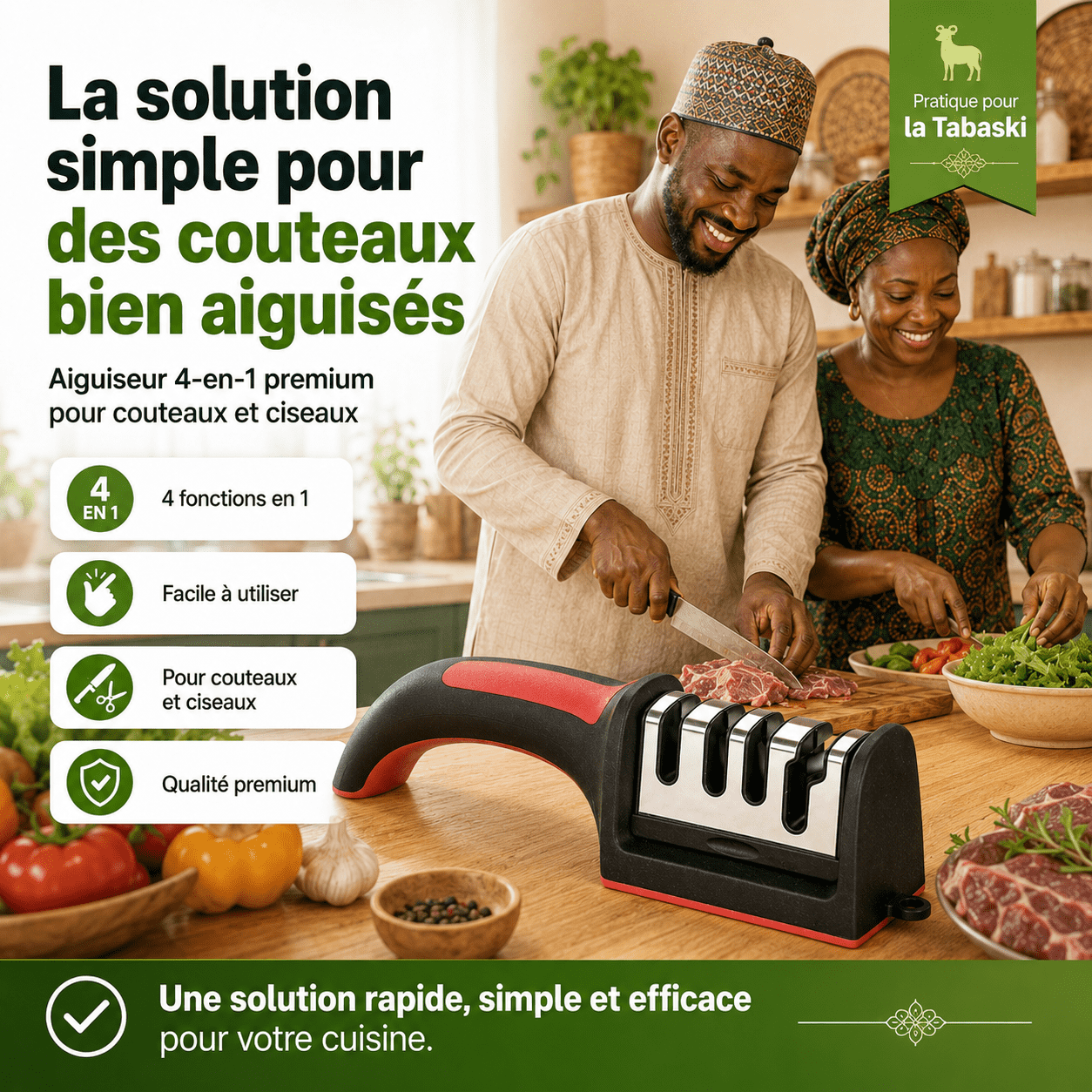 Aiguiseur de Couteaux 4-en-1 Premium