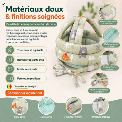 Casque Anti-Choc Bébé 360° – Protection Douce pour les Premiers Pas