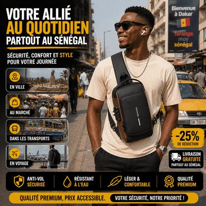 Sac Bandoulière Anti-Vol Premium | USB & Serrure Sécurisée