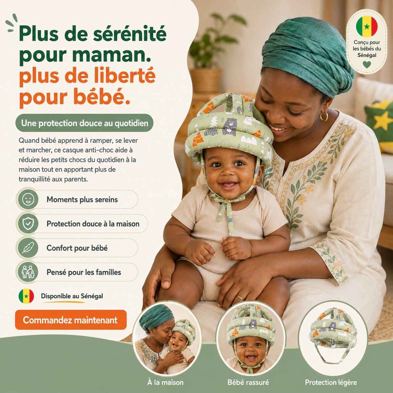 Casque Anti-Choc Bébé 360° – Protection Douce pour les Premiers Pas