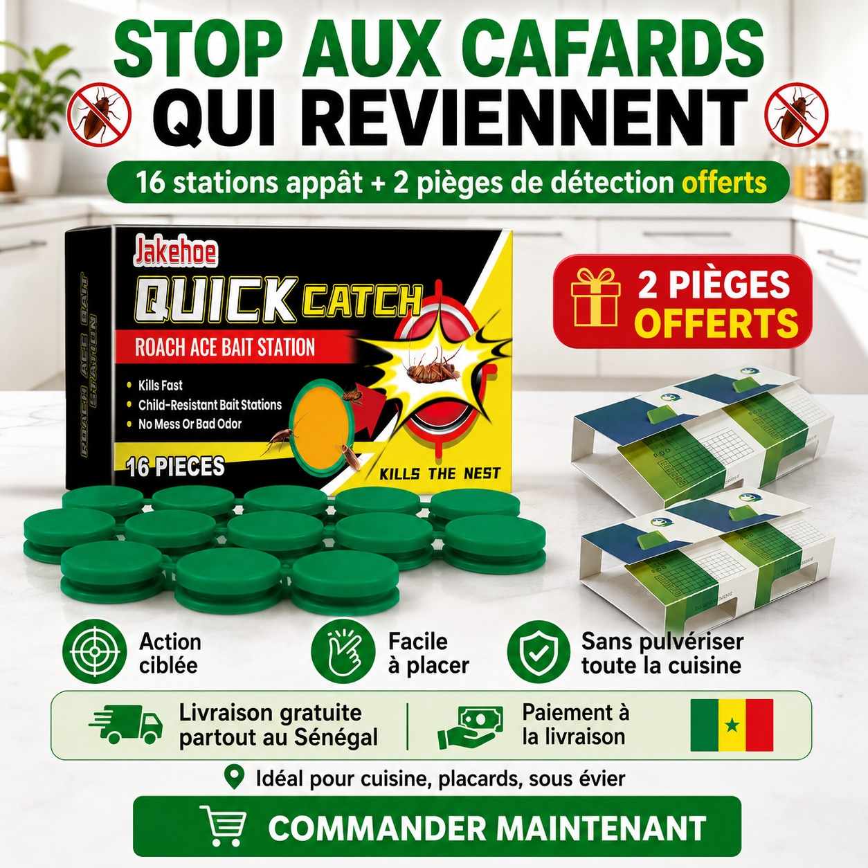 Stations Anti-Cafards Quick Catch – 16 Pièces + 2 Pièges Offerts