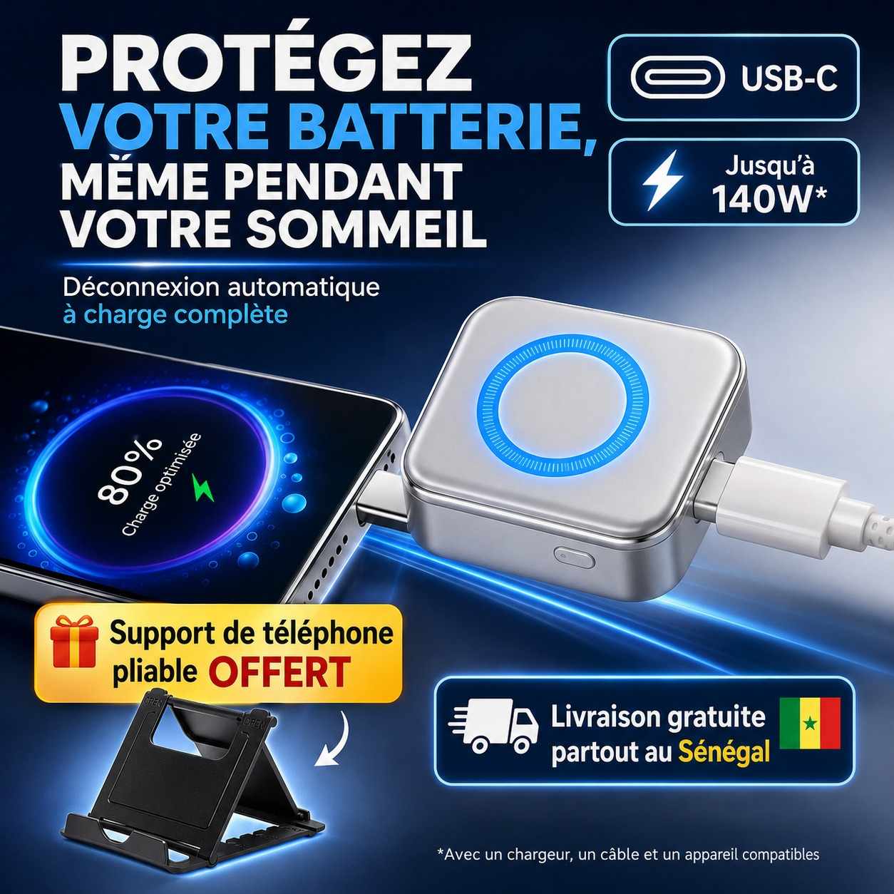 Protecteur de Batterie USB-C – Déconnexion Automatique