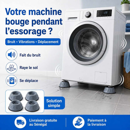 Supports Anti-Vibrations pour Machine à Laver – Lot de 4 + Filet Offert