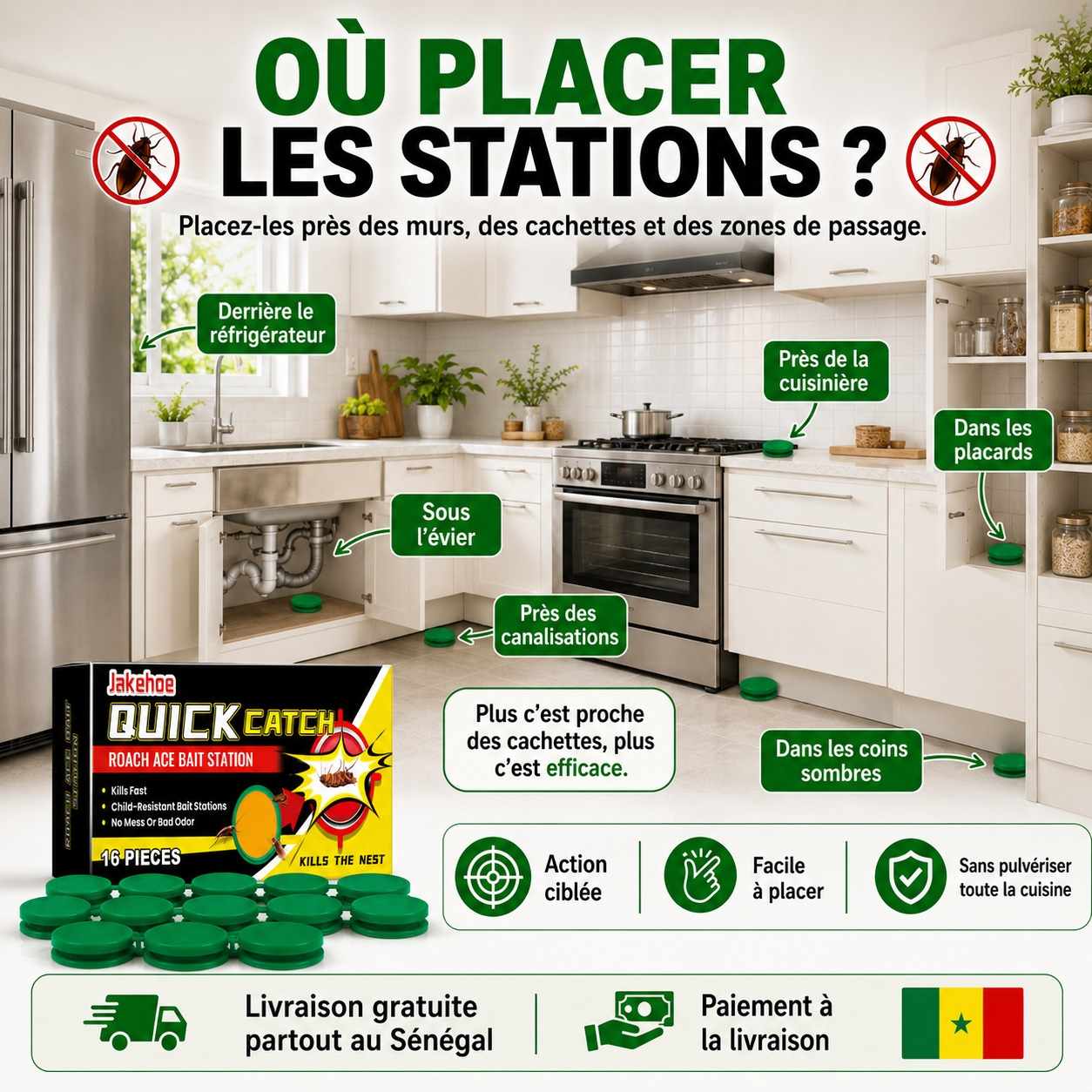 Stations Anti-Cafards Quick Catch – 16 Pièces + 2 Pièges Offerts