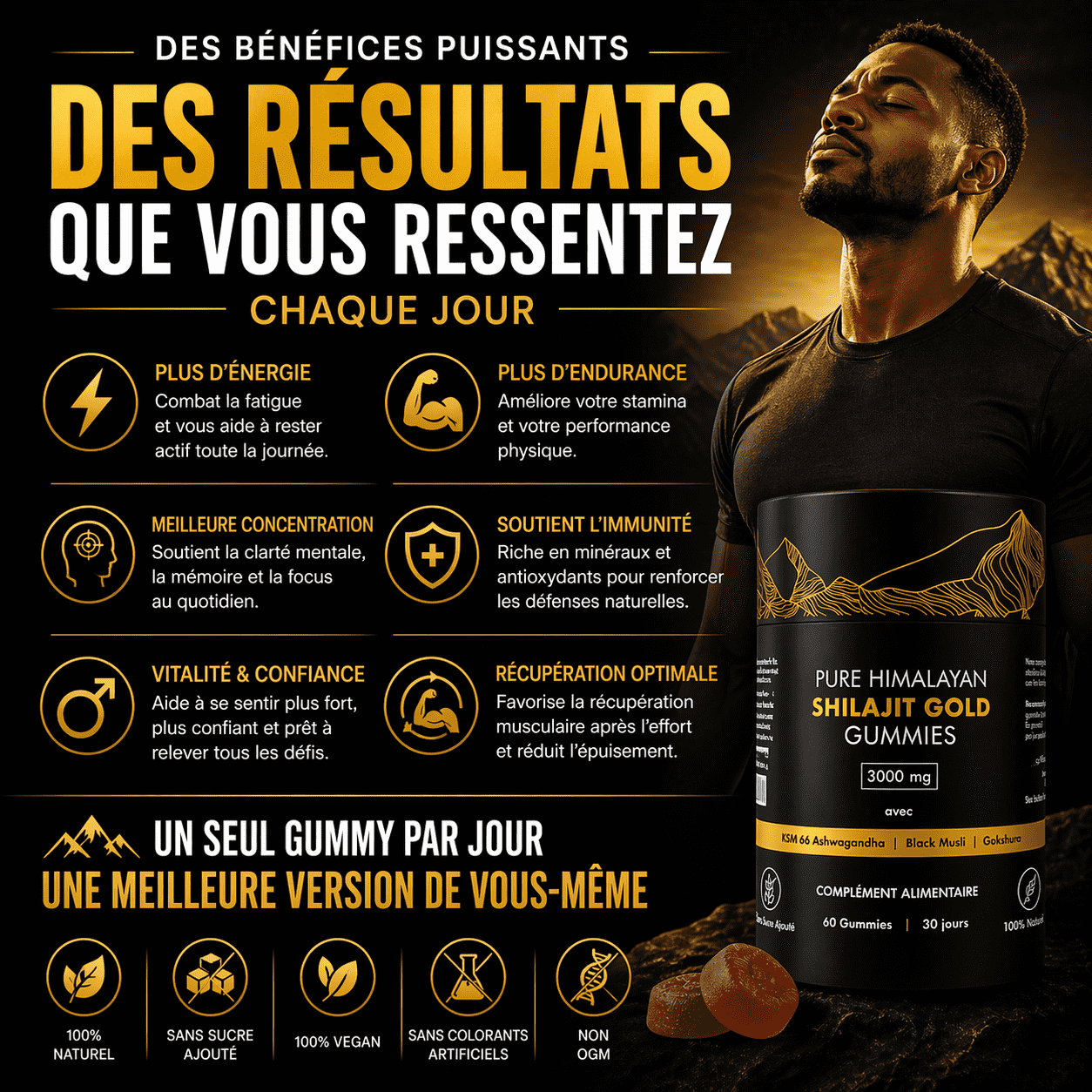 Shilajit Gold Gummies 3000mg – 60 Gummies