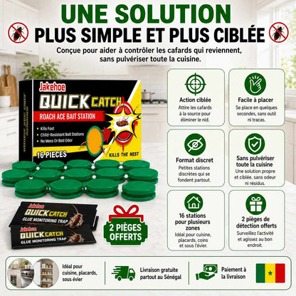 Stations Anti-Cafards Quick Catch – 16 Pièces + 2 Pièges Offerts