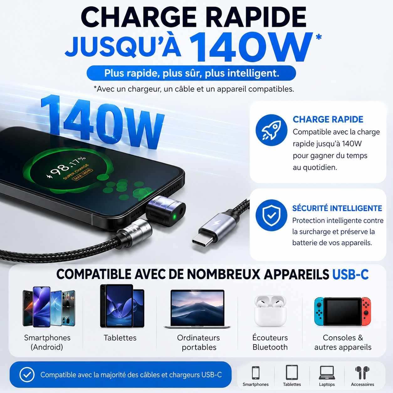 Protecteur de Batterie USB-C – Déconnexion Automatique