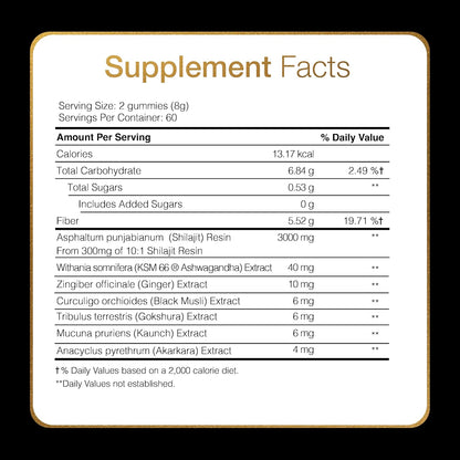 Shilajit Gold Gummies 3000mg – 60 Gummies