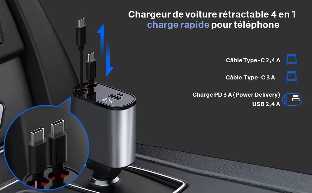 Chargeur Voiture Intelligent 4 en 1