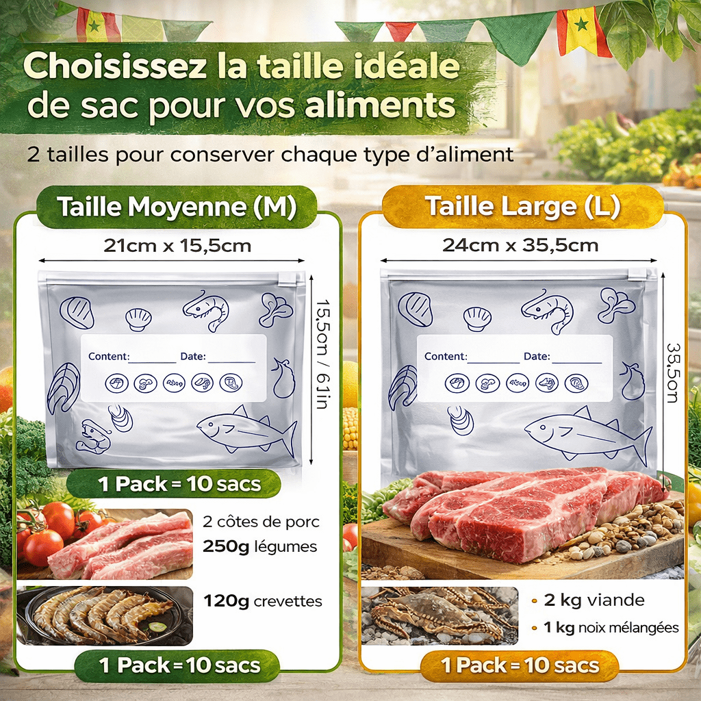 Sacs de Conservation Alimentaire  – Réutilisables & Anti-Odeur