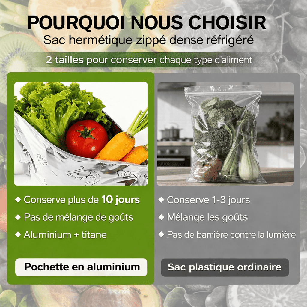 Sacs de Conservation Alimentaire  – Réutilisables & Anti-Odeur