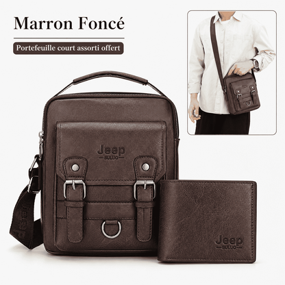 Sac Bandoulière Homme Élégant + Portefeuille Offert