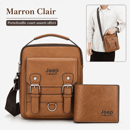 Sac Bandoulière Homme Élégant + Portefeuille Offert
