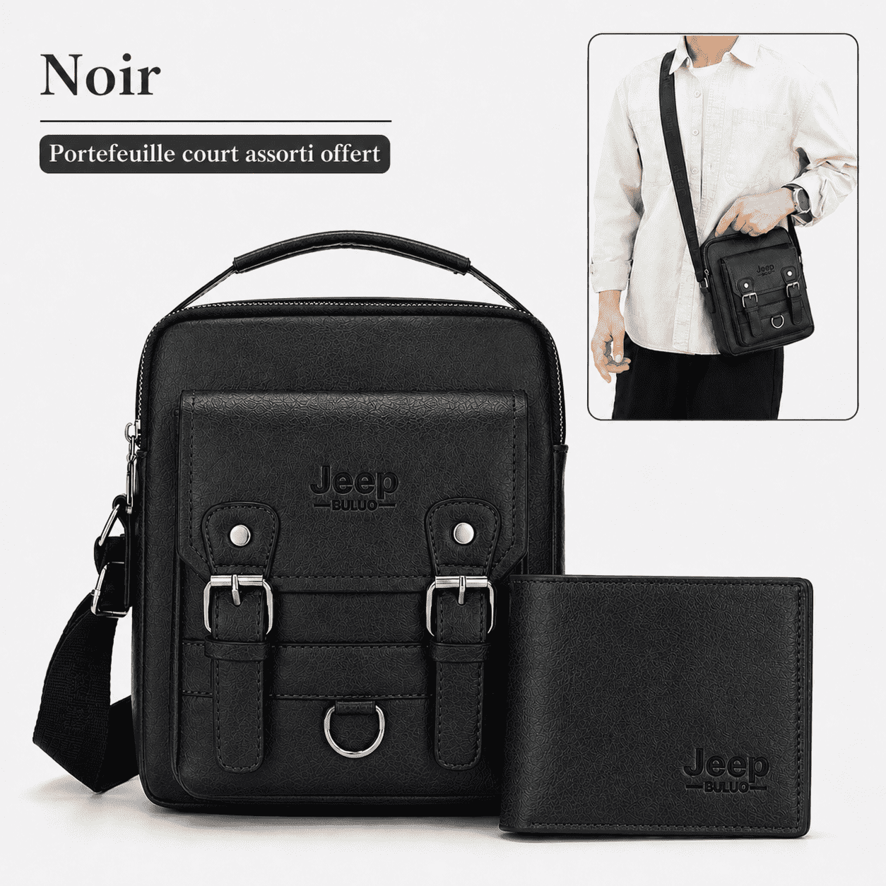 Sac Bandoulière Homme Élégant + Portefeuille Offert